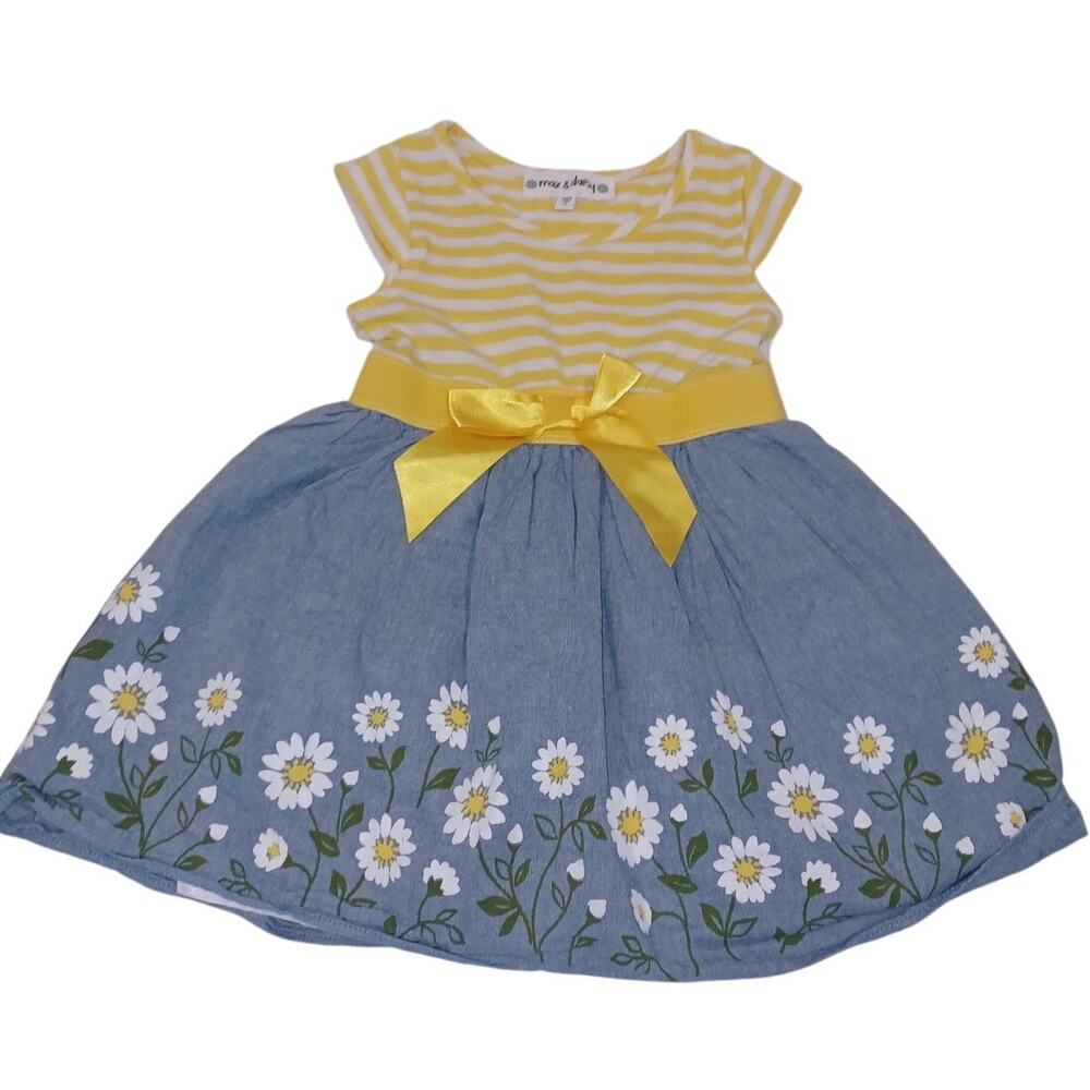 MAX & DAISY Girls Lilt Yellow Striped Dress Size 4